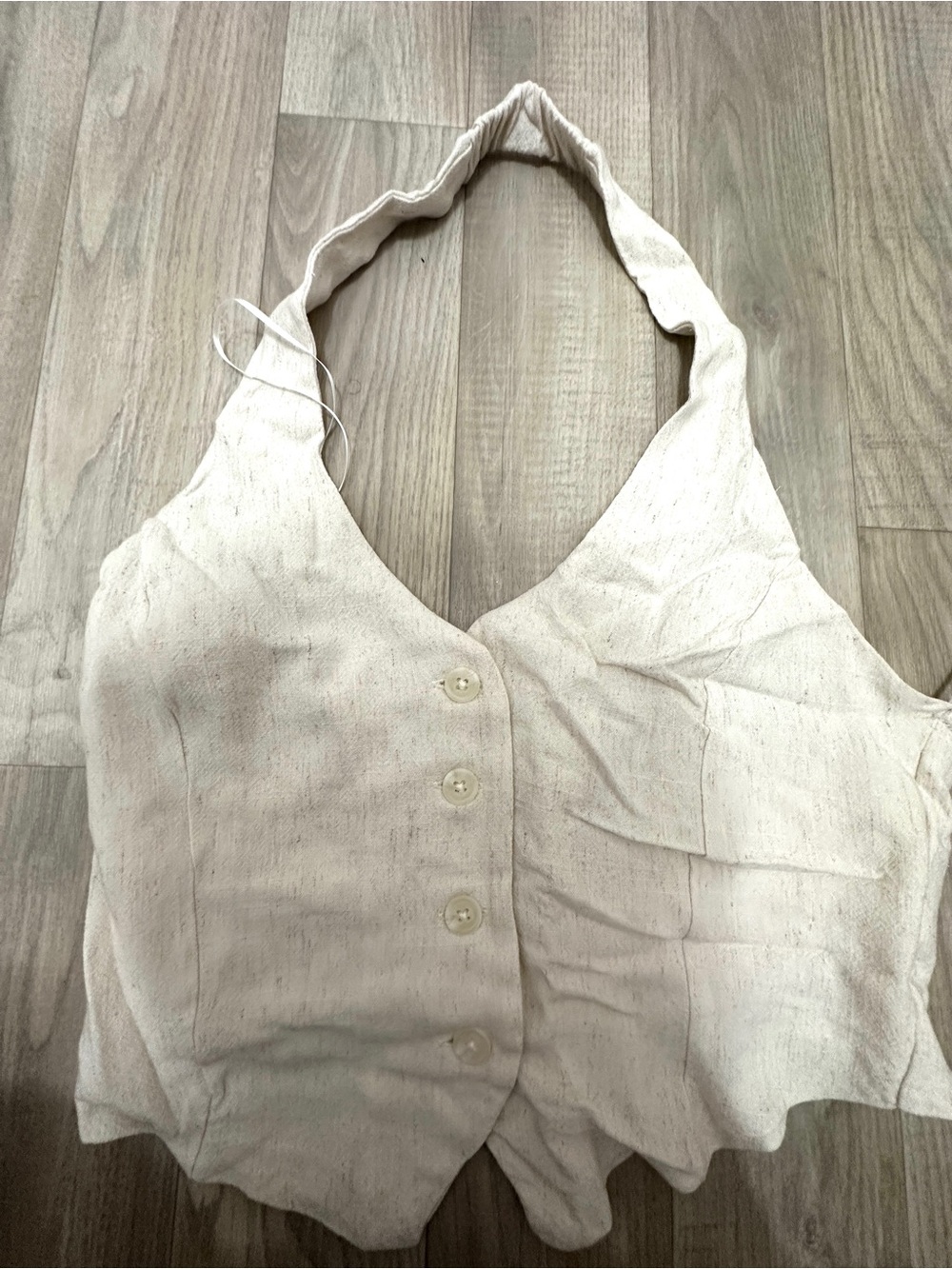 iris Cream Button-Front Halter Camisole